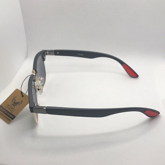 American Classic Retro Black Frame Multi Mirrored Lens Sunglasses - Picture 3 of 3